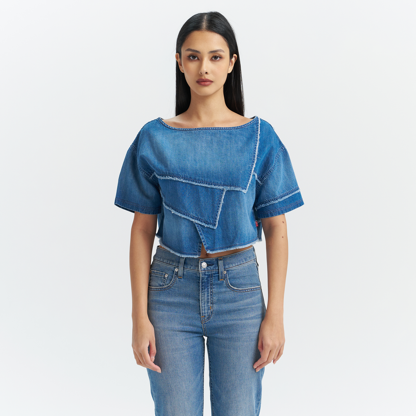 Levi’s® Women's Patchwork Design Denim Short Sleeve Top