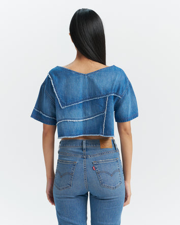 levi’s® 拼接設計牛仔短袖上衣|女裝  003TZ0000XS- Indigo  – Levi's 香港