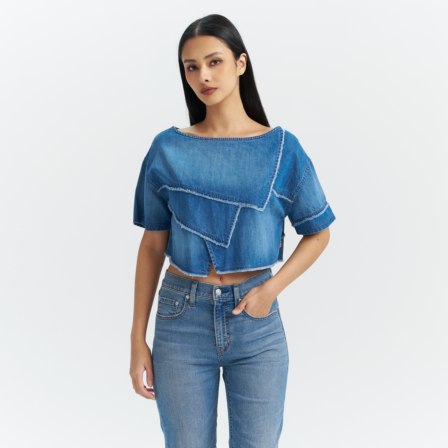 Levi’s® Women's Patchwork Design Denim Short Sleeve Top
