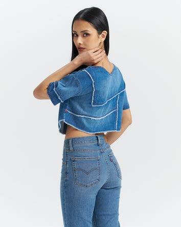 levi’s® 拼接設計牛仔短袖上衣|女裝  003TZ0000XS- Indigo  – Levi's 香港