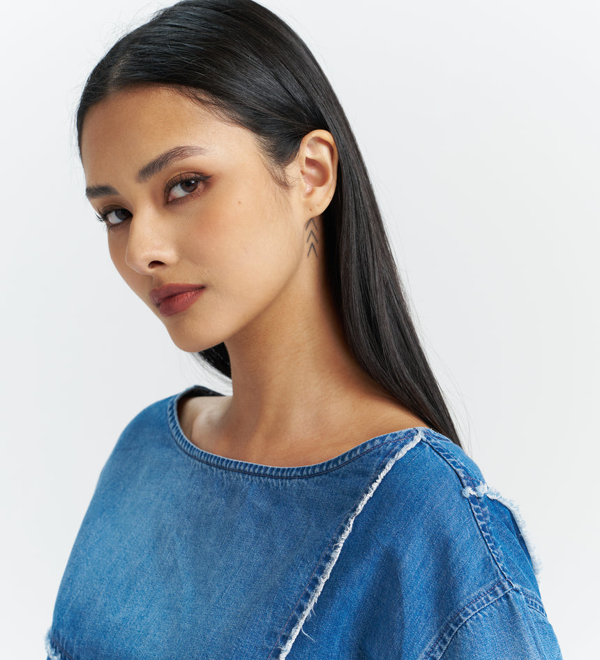 levi’s® 拼接設計牛仔短袖上衣|女裝  003TZ0000XS- Indigo – Levi's 香港