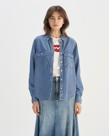 levi's® 牛仔工裝恤衫 | 女裝 001BO0000S- Indigo  – Levi's 香港