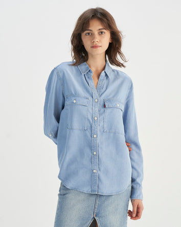 levi's® 牛仔工裝恤衫 | 女裝 001BO0001XS- Indigo  – Levi's 香港