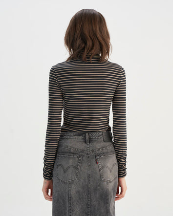 levi's® 黑色及米色條紋高領上衣 | 女裝 001XT0001XS- Brown  – Levi's 香港