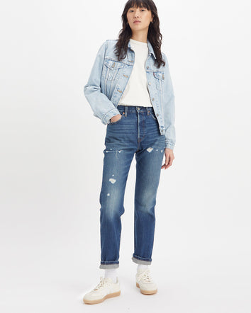 levi's® 501® 經典原創牛仔褲 | 女裝 1250104232428 Dark Indigo Destructed  – Levi's 香港
