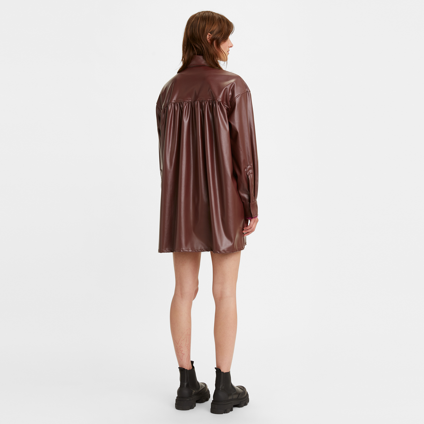 Levi's® Made & Crafted®啡色皮革襯衫長裙 | 女裝