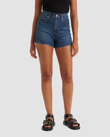 levi's® 高腰牛仔短褲 | 女裝 A1965003224- Dark Indigo  – Levi's 香港