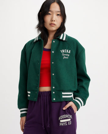 levi's® gold tab™ women's shrunken varsity jacket A59920000XS- Yreka 73 Deep Sea Moss  – Levi's Hong Kong