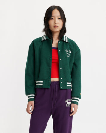 levi's® gold tab™ women's shrunken varsity jacket A59920000XS- Yreka 73 Deep Sea Moss  – Levi's Hong Kong