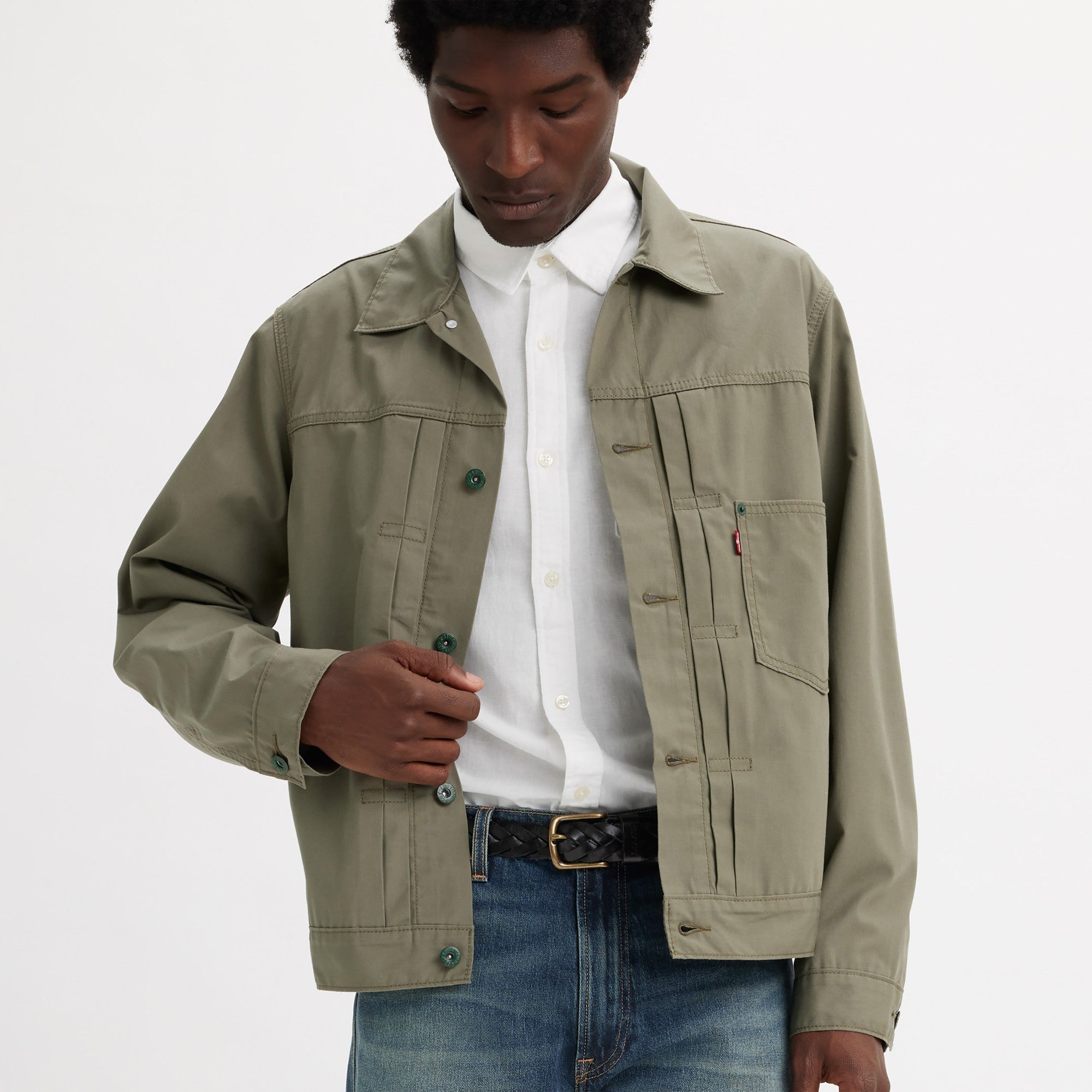 Levi's trucker jacket olive deals