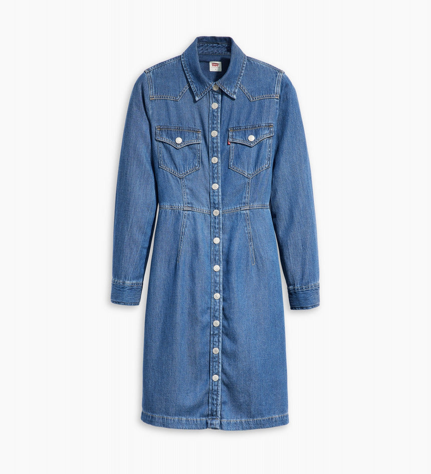 levi's® 牛仔西式連身裙 | 女裝 A75650000XXS- Med Indigo+ - Worn In - Blue – Levi's 香港