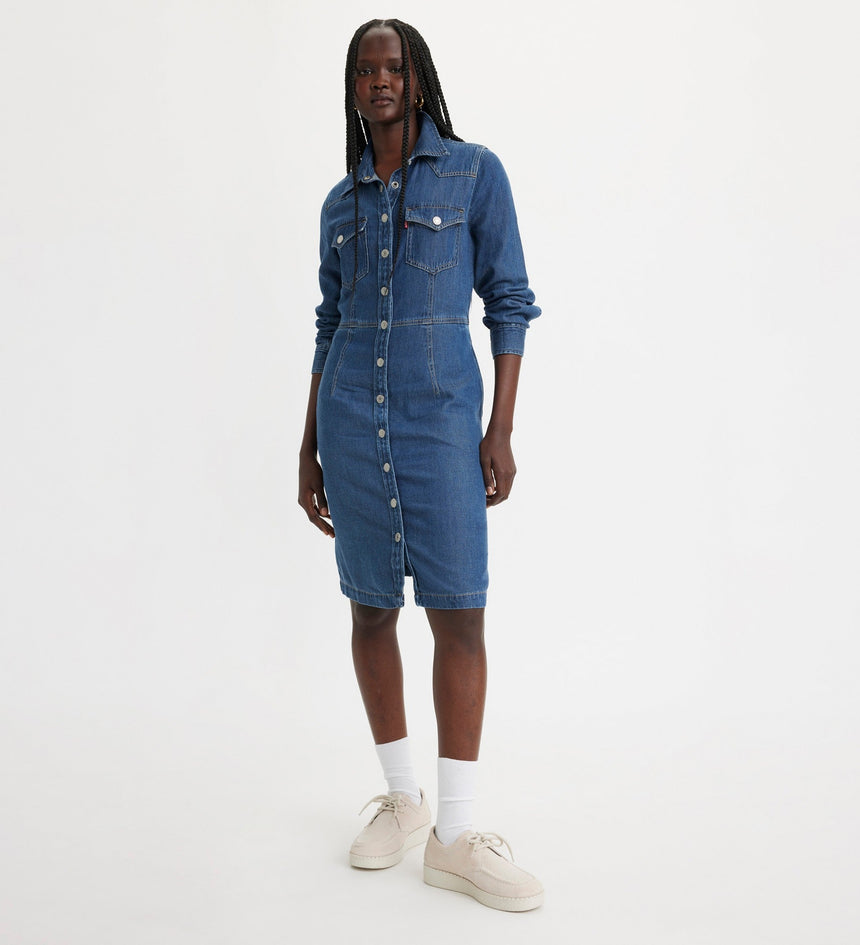 levi's® 牛仔西式連身裙 | 女裝 A75650000XXS- Med Indigo+ - Worn In - Blue – Levi's 香港