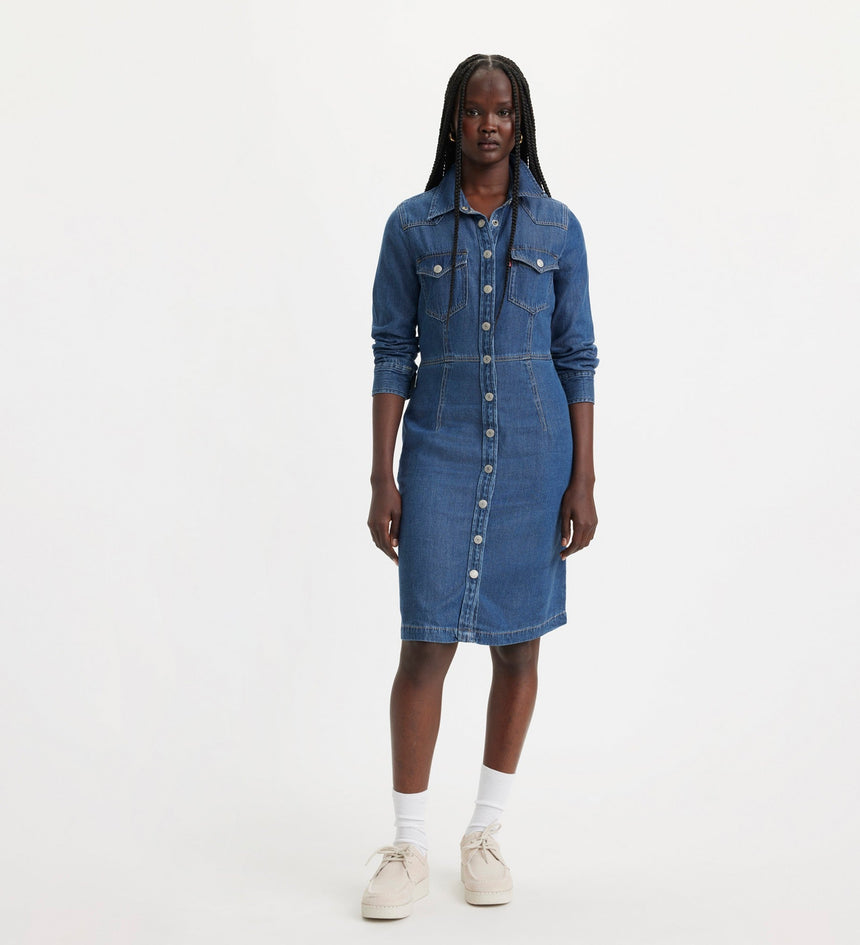 levi's® 牛仔西式連身裙 | 女裝 A75650000XXS- Med Indigo+ - Worn In - Blue – Levi's 香港