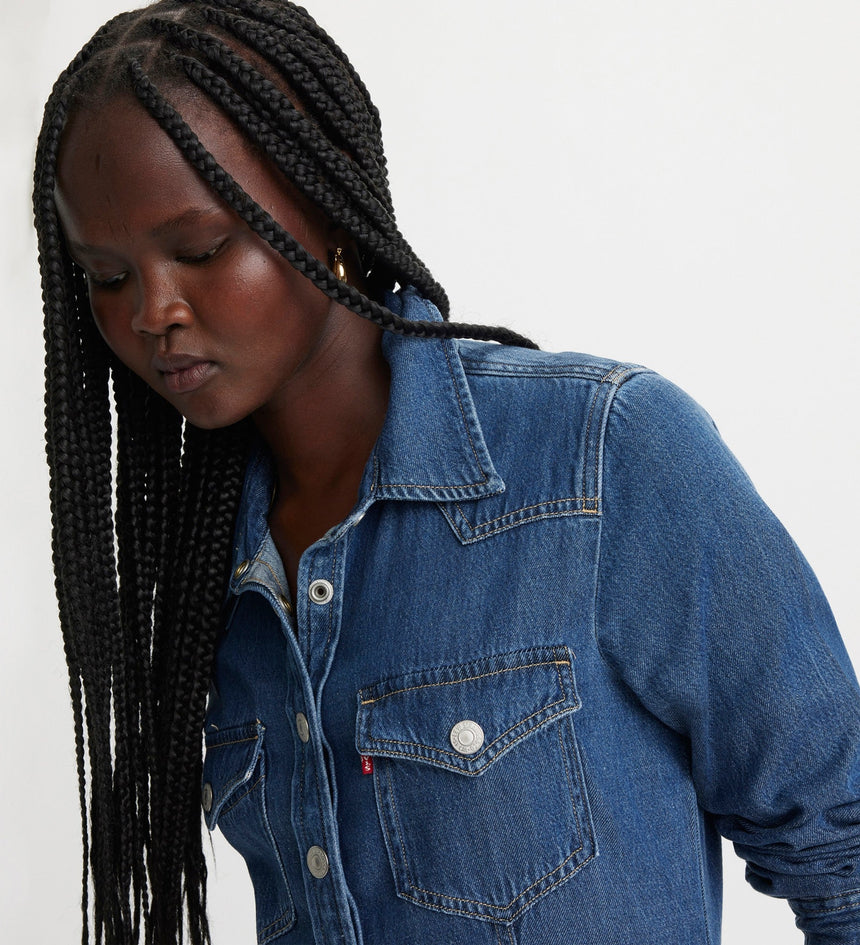 levi's® 牛仔西式連身裙 | 女裝 A75650000XXS- Med Indigo+ - Worn In - Blue – Levi's 香港