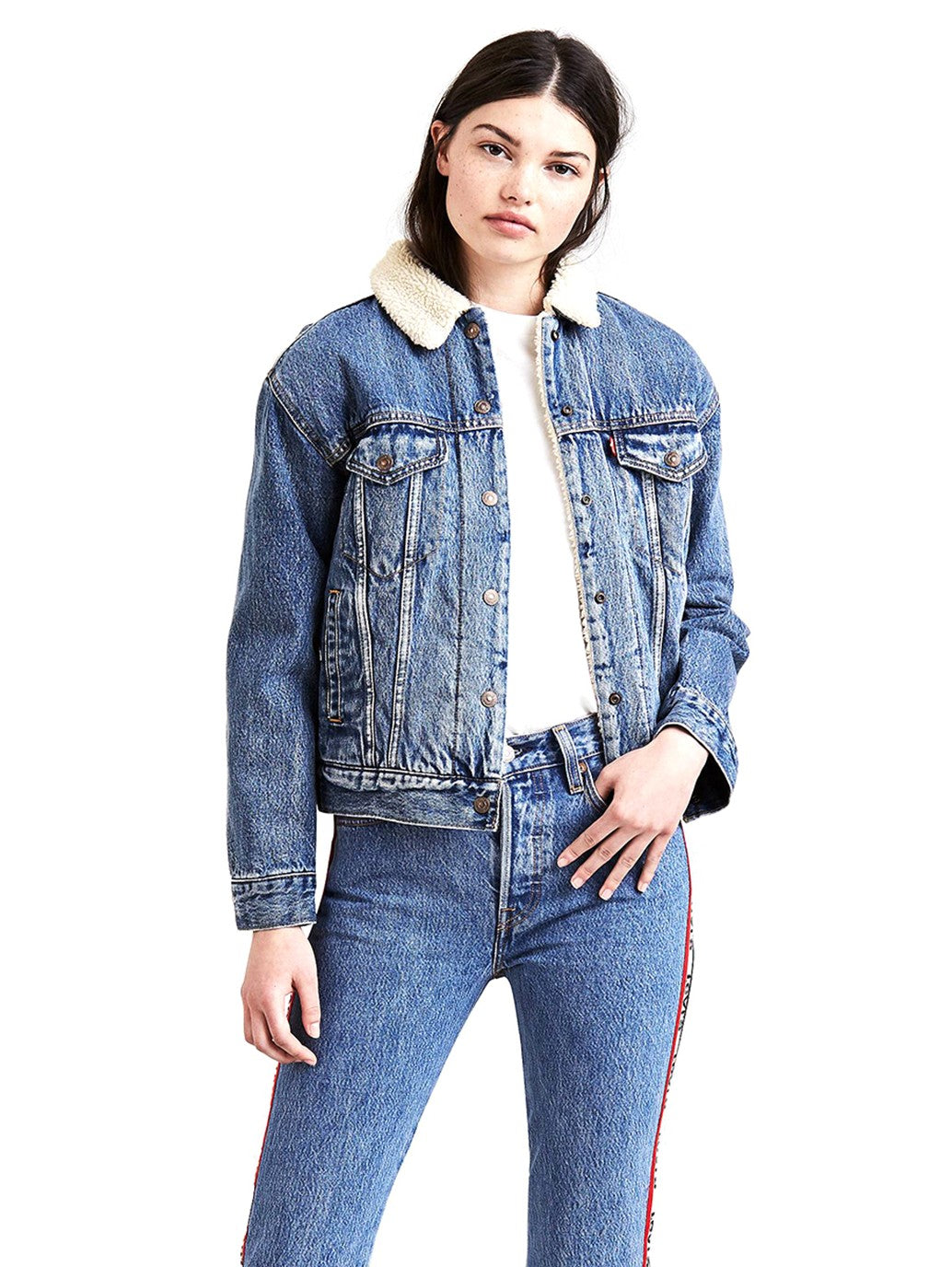 Levi s Women s Sherpa Ex Boyfriend Trucker Jacket Addicted To Love Levi s HK Levi s Hong Kong