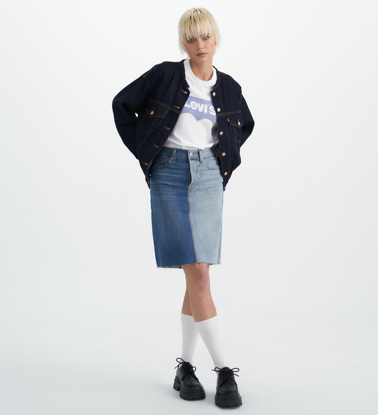 levi's® women's midi tailor skirt 001A5000024- Med Indigo – Levi's Hong Kong