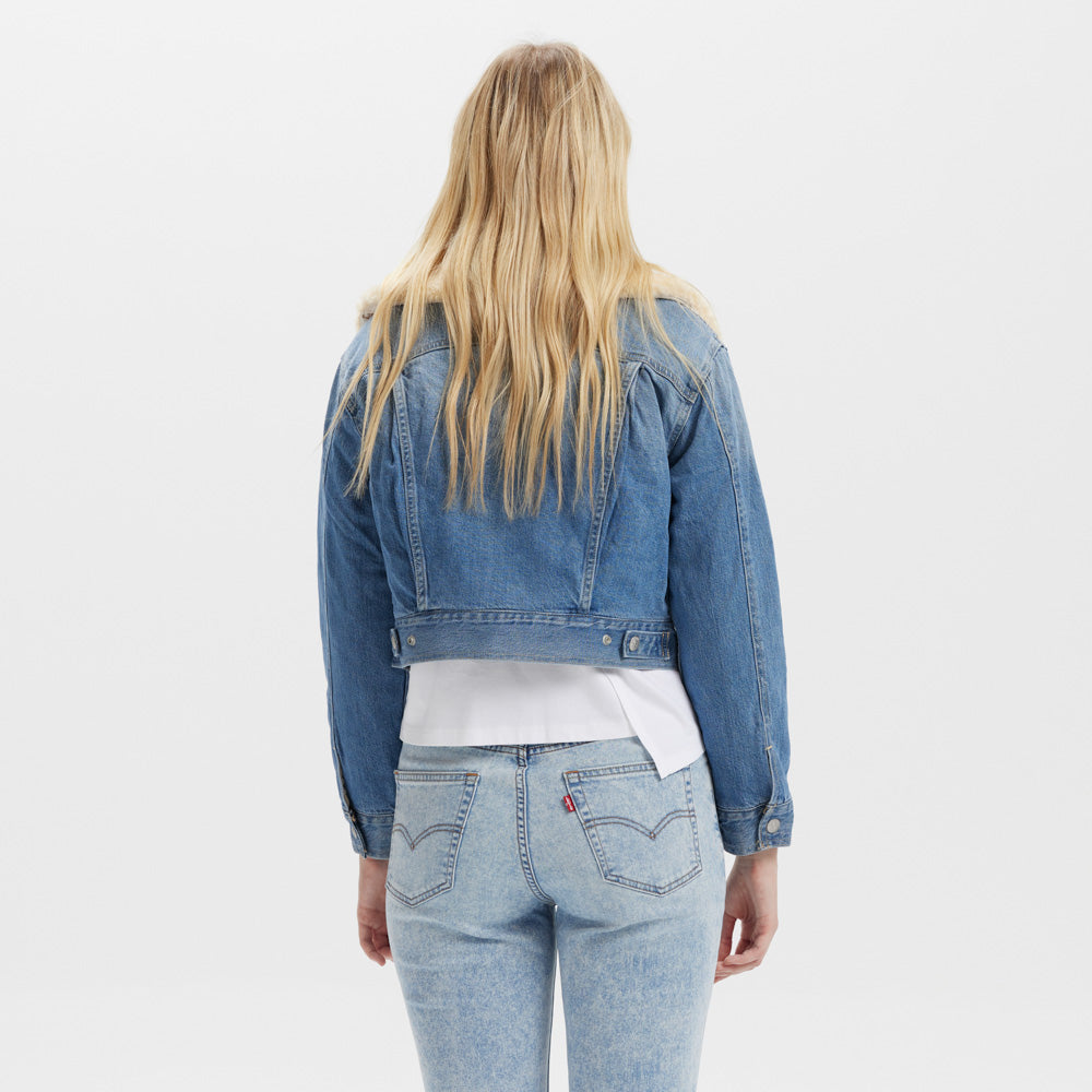 levi's® women's warm series wool collar short denim jacket 001CJ0000XXS- Indigo – Levi's Hong Kong