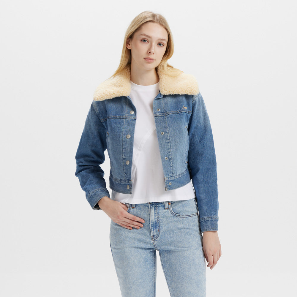 levi's® women's warm series wool collar short denim jacket 001CJ0000XXS- Indigo – Levi's Hong Kong