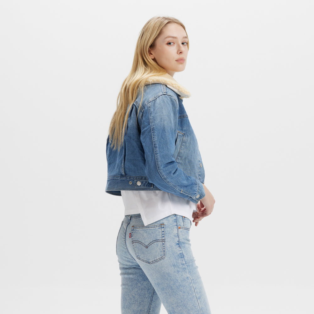 levi's® women's warm series wool collar short denim jacket 001CJ0000XXS- Indigo – Levi's Hong Kong