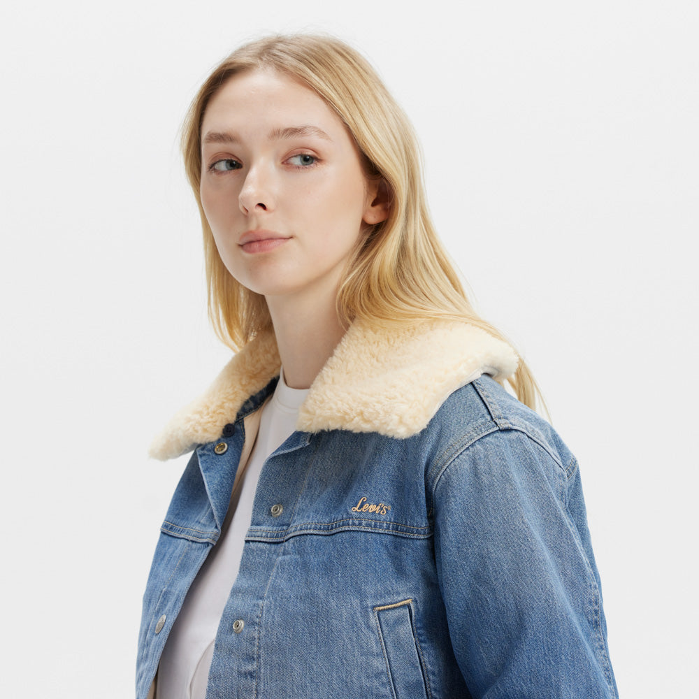 levi's® women's warm series wool collar short denim jacket 001CJ0000XXS- Indigo – Levi's Hong Kong