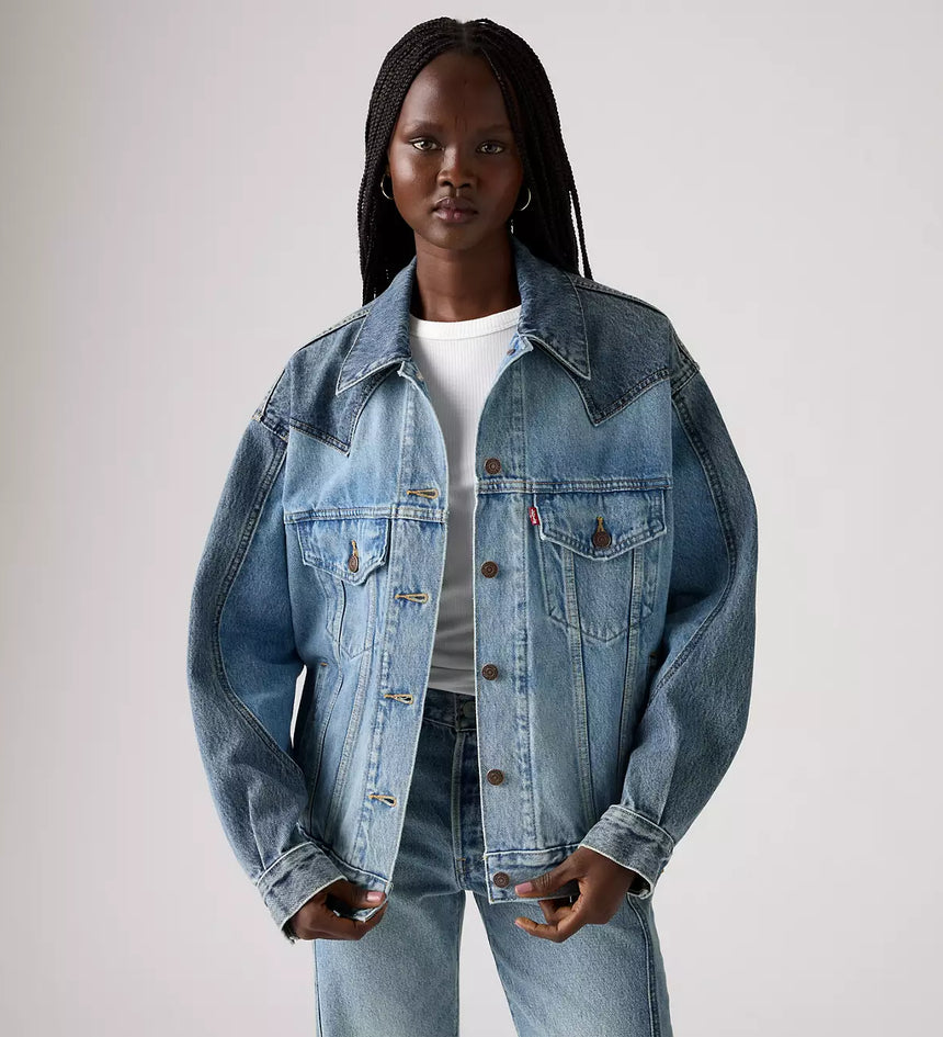 levi's® women's '90s western pieced trucker jacket 003RS0000XXS- Medium Indigo – Levi's Hong Kong