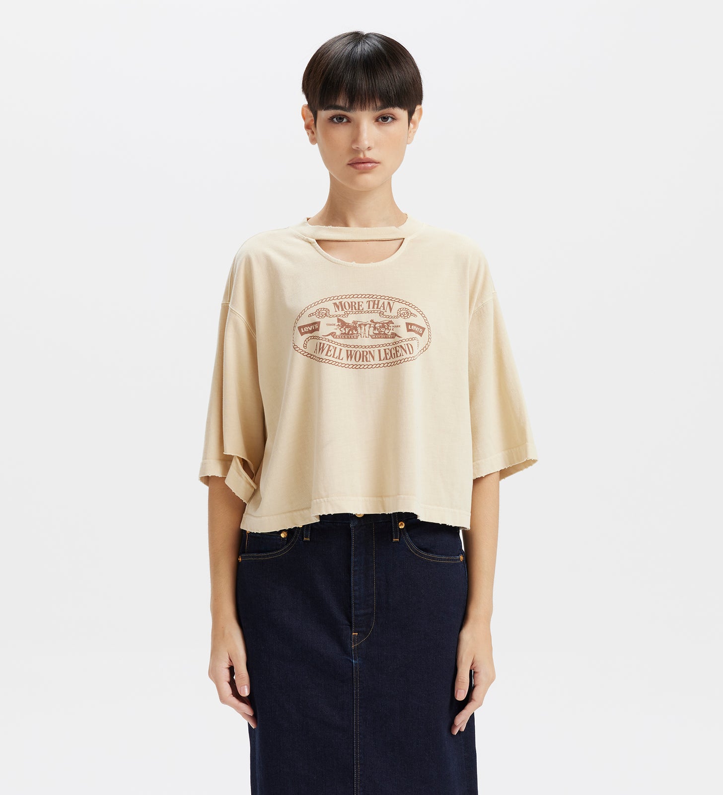 levi’s® women's distressed design printed logo short sleeve tee 003SP0001XS- Multi – Levi's Hong Kong
