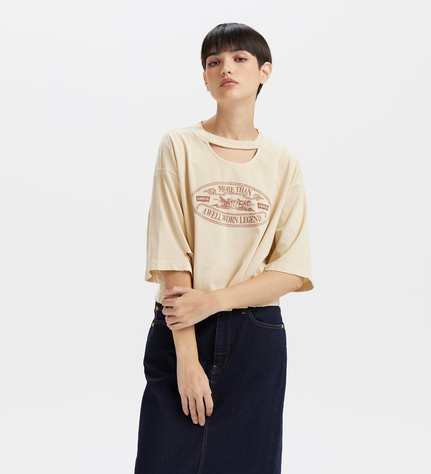 levi’s® women's distressed design printed logo short sleeve tee 003SP0001XS- Multi – Levi's Hong Kong