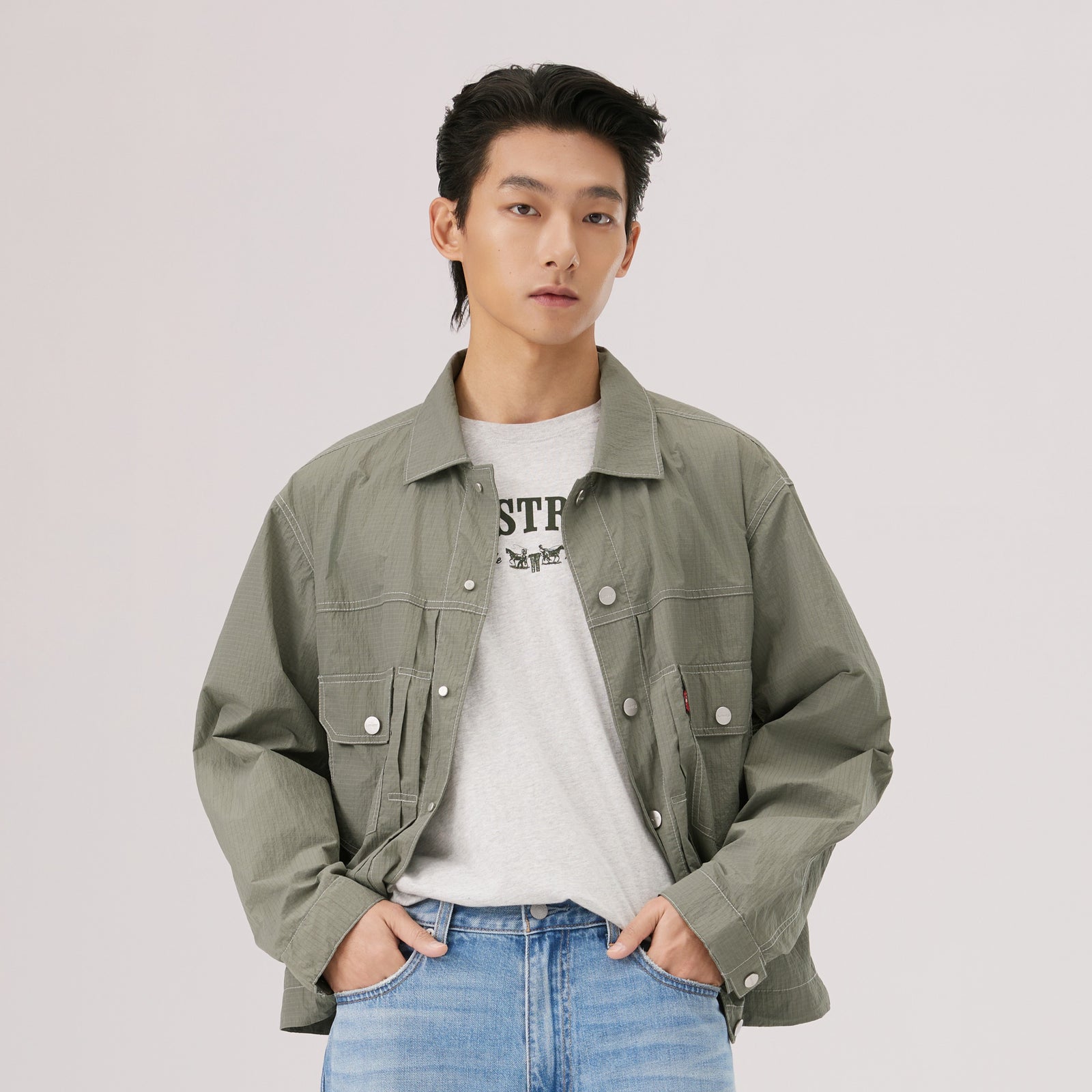 levi's® cool tech hooded type ii trucker jacket 006PC0001L- Green – Levi's Hong Kong