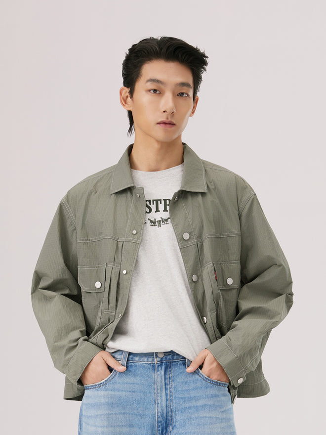 levi's® cool tech type ii trucker 涼感連帽牛仔外套 | 男裝 006PC0001L- Green  – Levi's 香港
