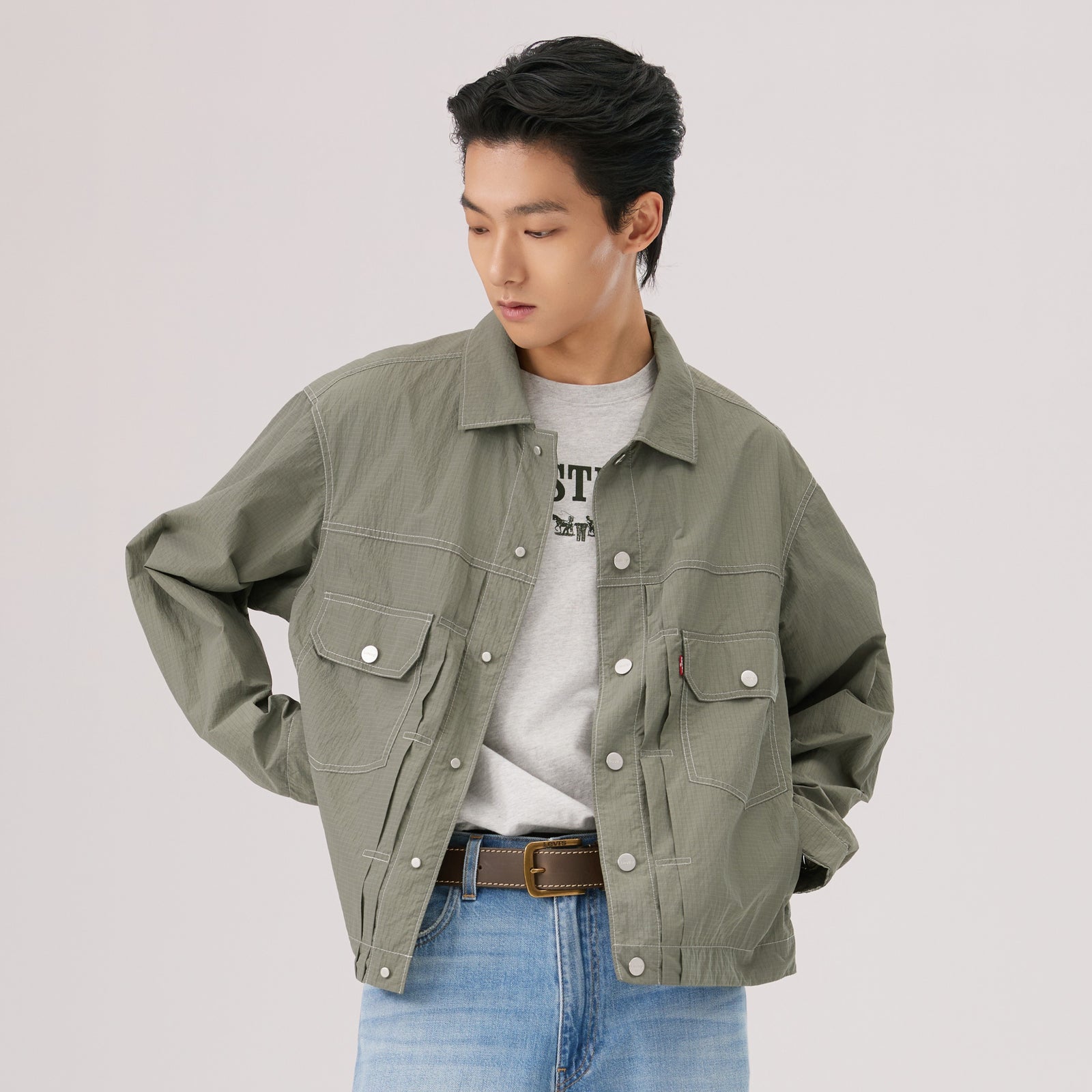 levi's® cool tech hooded type ii trucker jacket 006PC0001L- Green – Levi's Hong Kong