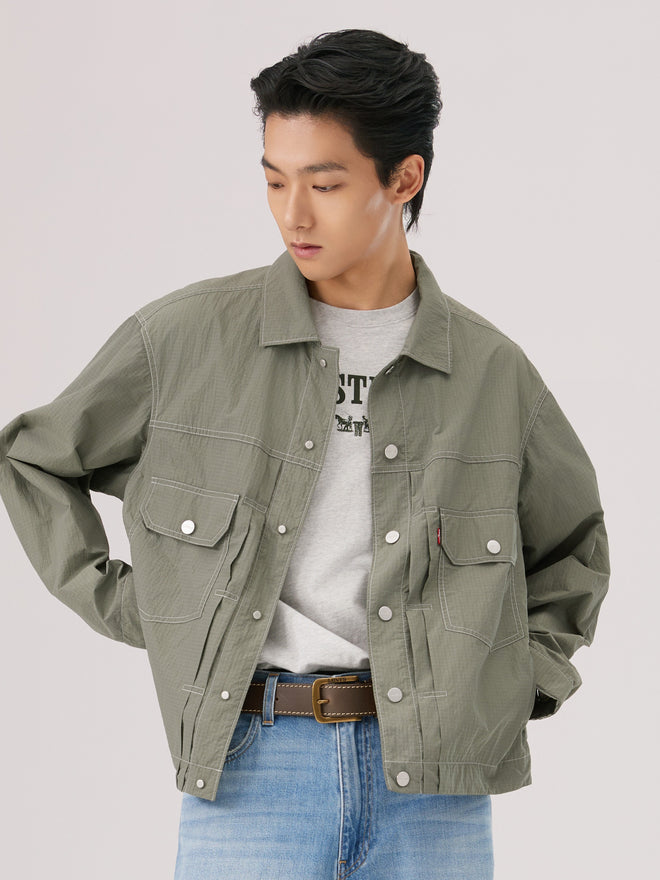  levi's® cool tech type ii trucker 涼感連帽牛仔外套 | 男裝 006PC0001L- Green  – Levi's 香港