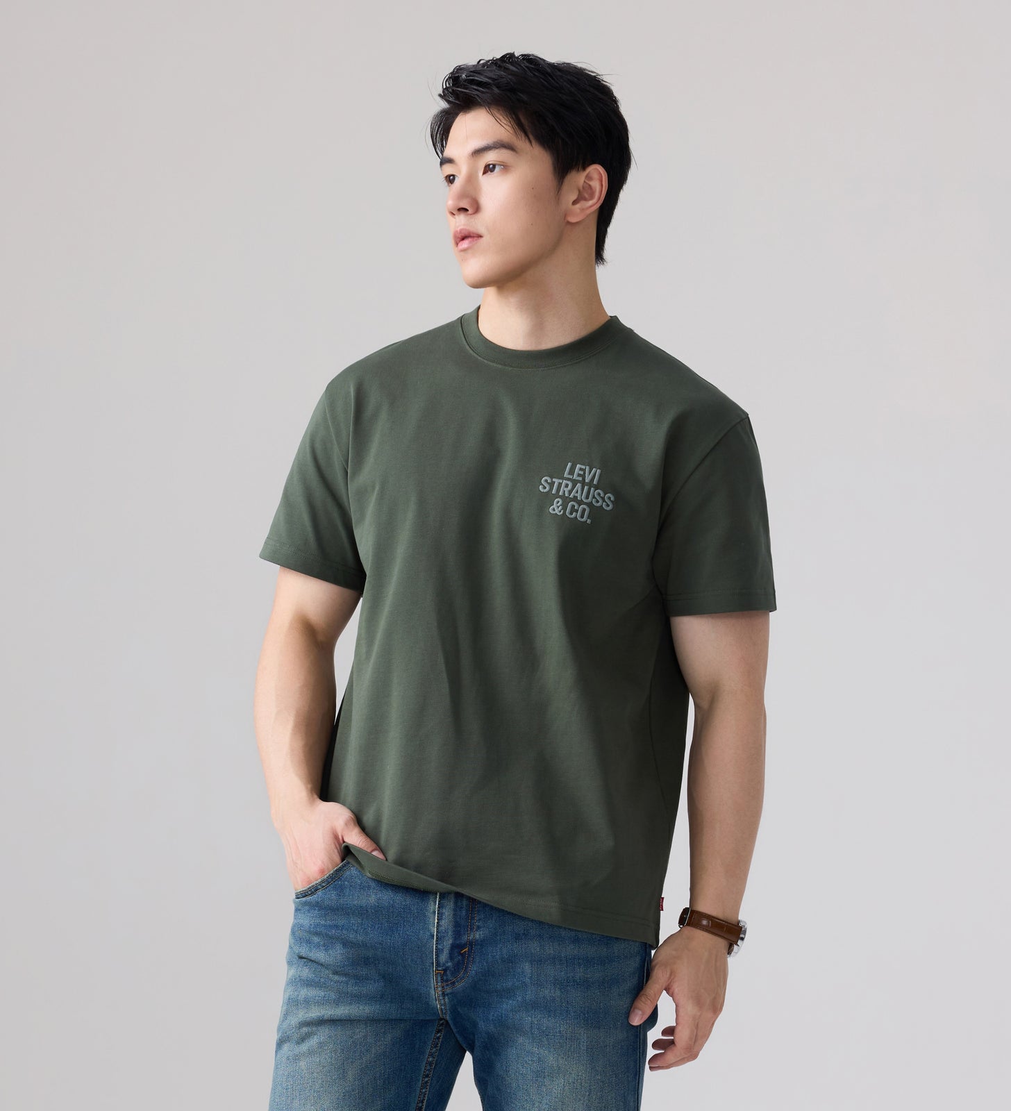  levi's® 胸口 logo 寬鬆 t恤 | 男裝 006Q00002XS- Green – Levi's 香港