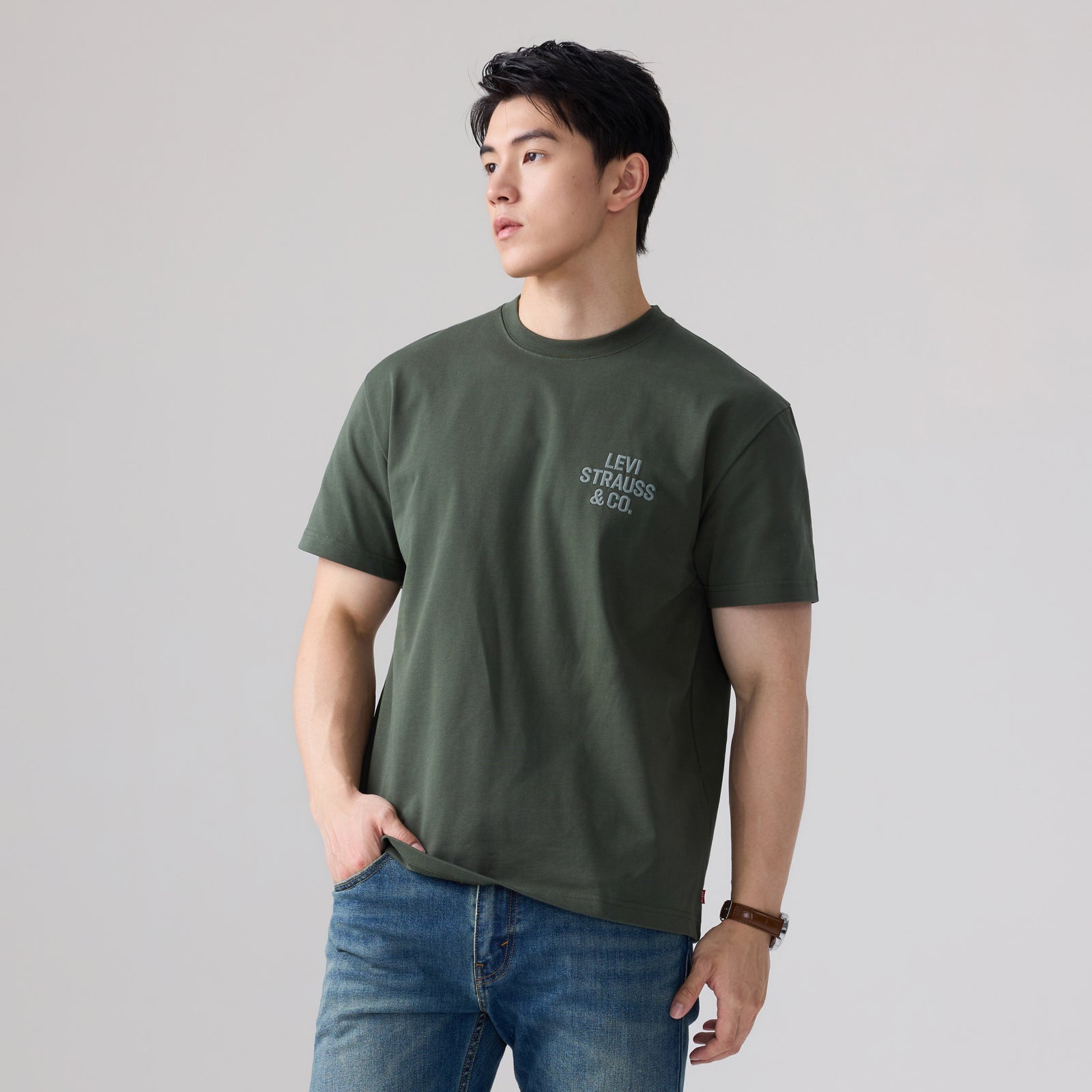  levi's® 胸口 logo 寬鬆 t恤 | 男裝 006Q00002XS- Green – Levi's 香港