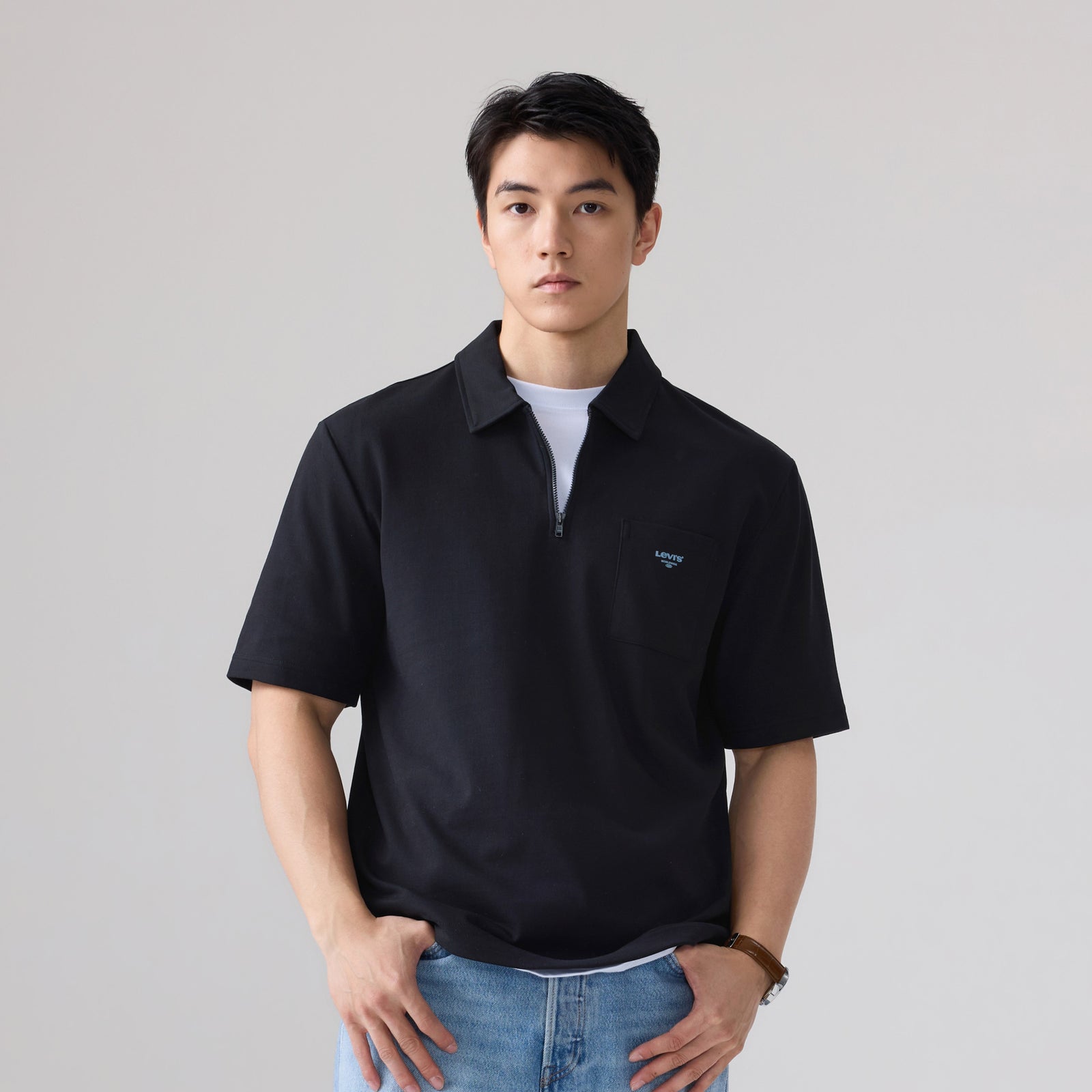  levi's® sorona® 涼感寬鬆 polo 恤 | 男裝 006P10002S- Black – Levi's 香港