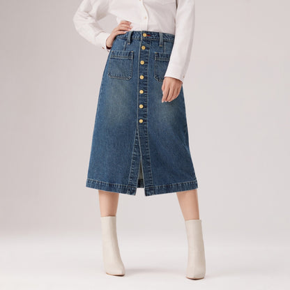 Levi's® 鈕扣前開叉牛仔短裙 | 女裝