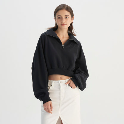 Levi's® Women's Cropped Zip-Up Sweatshirt Black Levi's HK