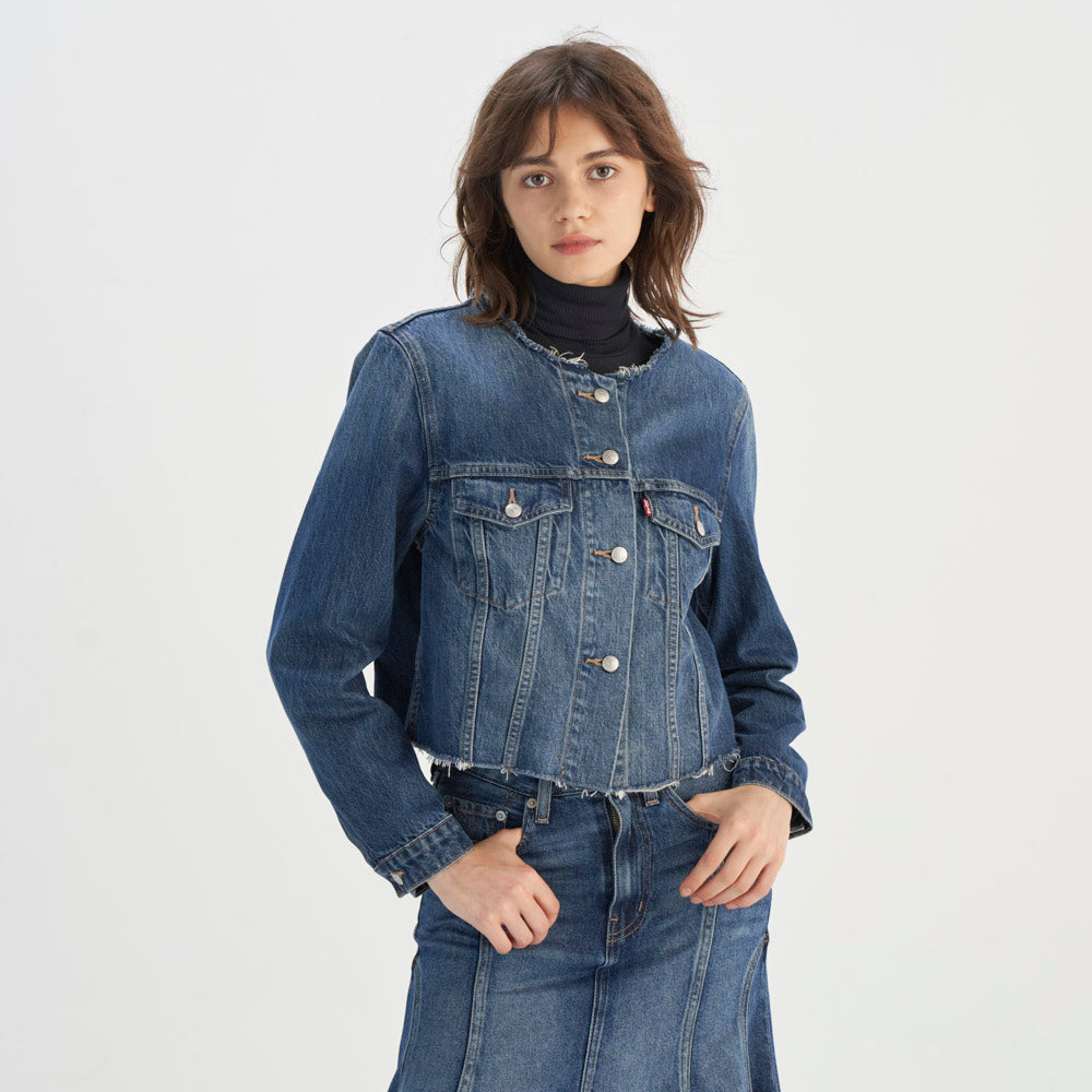 levi's® women's classic round neck denim jacket 001C10001XS- Indigo – Levi's Hong Kong