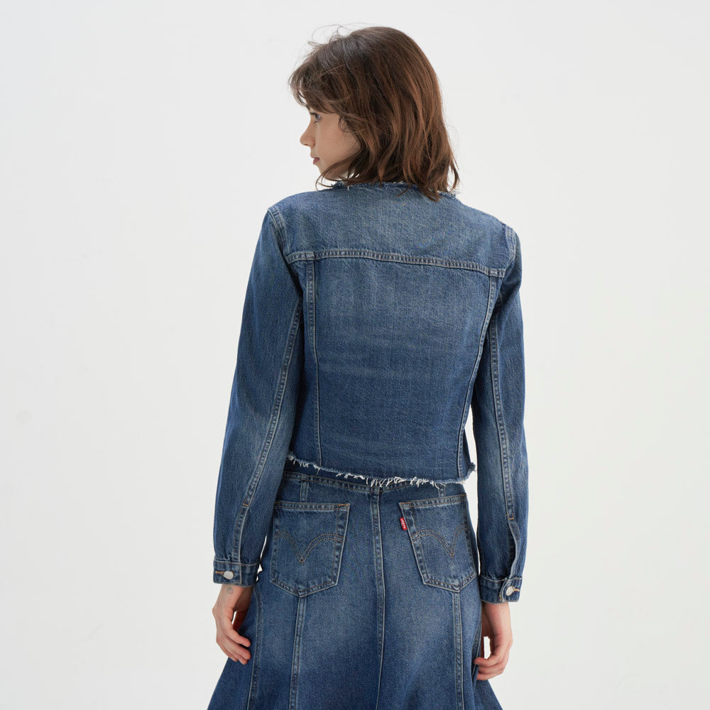 levi's® women's classic round neck denim jacket 001C10001XS- Indigo – Levi's Hong Kong