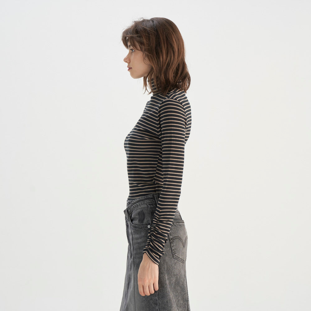 levi's® women's black and tan striped turtleneck top 001XT0001XS- Brown – Levi's Hong Kong