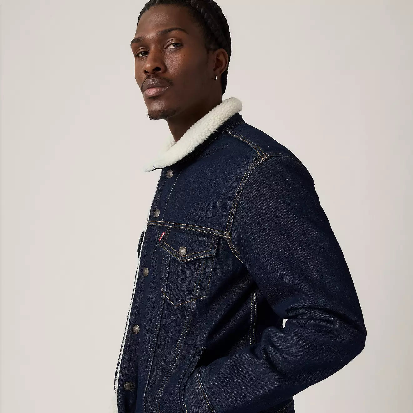 levi's® type iii sherpa trucker 羊毛外套 | 男裝   163650271XS- Dark Indigo – Levi's 香港