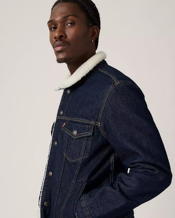 levi's® type iii sherpa trucker 羊毛外套 | 男裝   163650271XS- Dark Indigo  – Levi's 香港