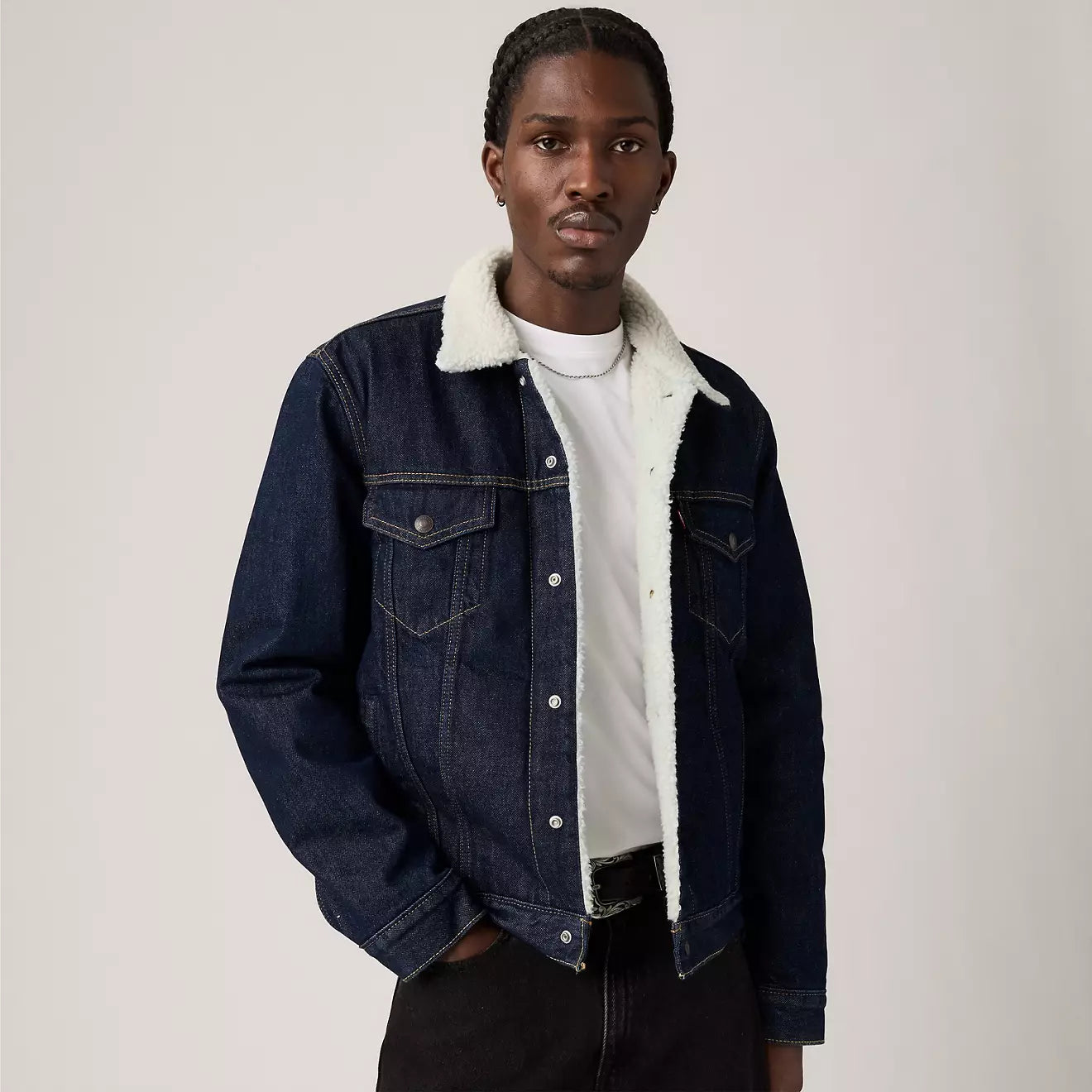 levi's® type iii sherpa trucker 羊毛外套 | 男裝   163650271XS- Dark Indigo – Levi's 香港