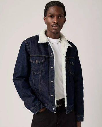levi's® type iii sherpa trucker 羊毛外套 | 男裝   163650271XS- Dark Indigo  – Levi's 香港