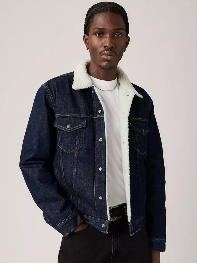 levi's® type iii sherpa trucker 羊毛外套 | 男裝   163650271XS- Dark Indigo  – Levi's 香港