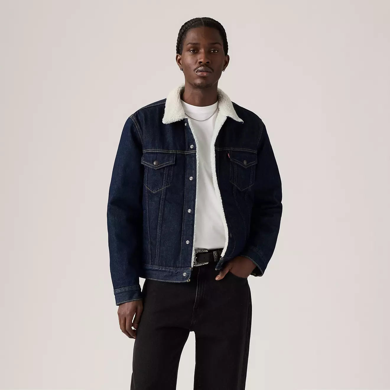 levi's® type iii sherpa trucker 羊毛外套 | 男裝   163650271XS- Dark Indigo – Levi's 香港