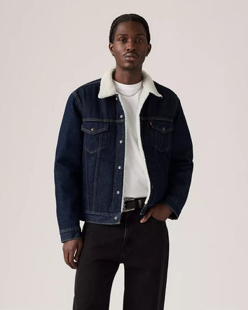 levi's® type iii sherpa trucker 羊毛外套 | 男裝   163650271XS- Dark Indigo  – Levi's 香港