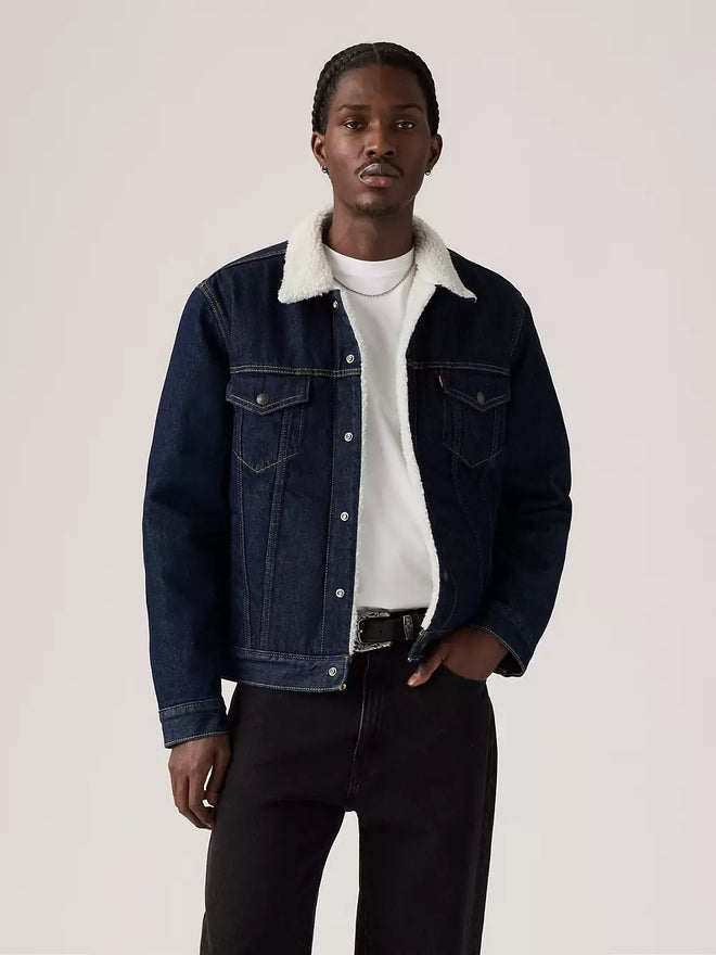 levi's® type iii sherpa trucker 羊毛外套 | 男裝   163650271XS- Dark Indigo  – Levi's 香港