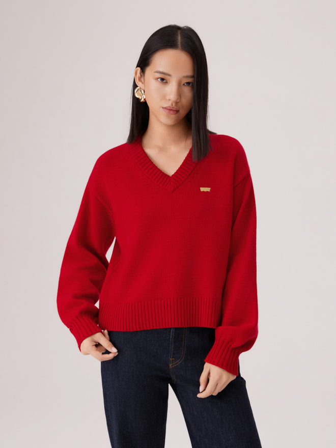 levi's® 2026 新年限定v領毛衣 | 女裝 006Q50001XS- Red  – Levi's 香港