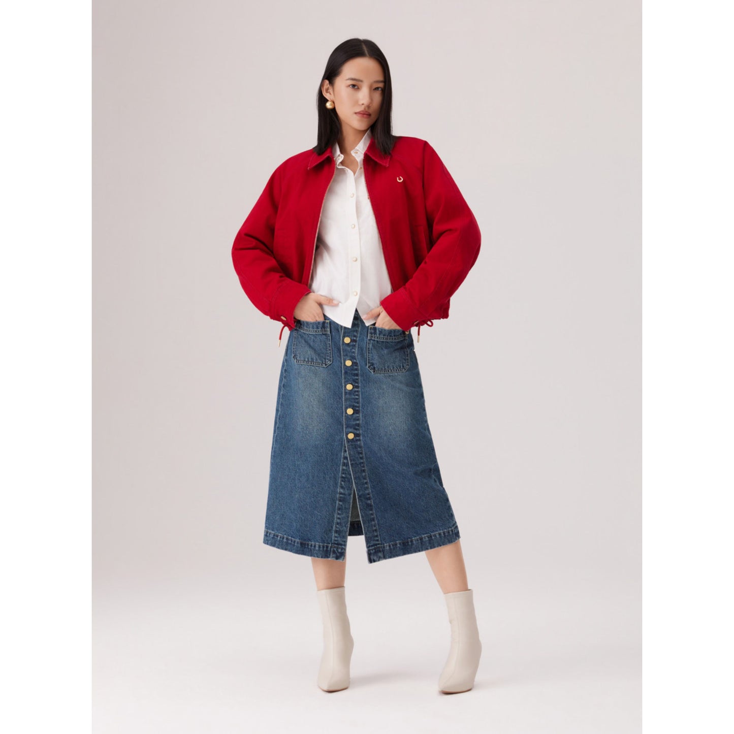 Levi's® 鈕扣前開叉牛仔短裙 | 女裝