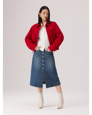 levi's® 鈕扣前開叉牛仔短裙 | 女裝 006JO000125- Indigo  – Levi's 香港